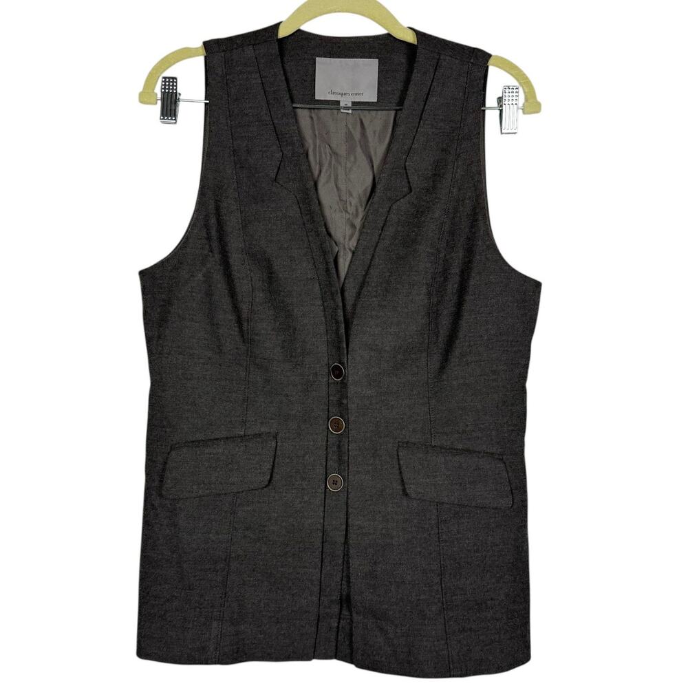 Classiques Entier Gray Button Up Sleeveless Blazer Vest Medium Business‎ Preppy